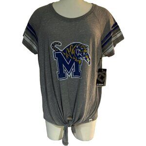NEW Memphis UM Tigers Colosseum Gray Tie Scoop Neck SS Tee Shirt Women's M
